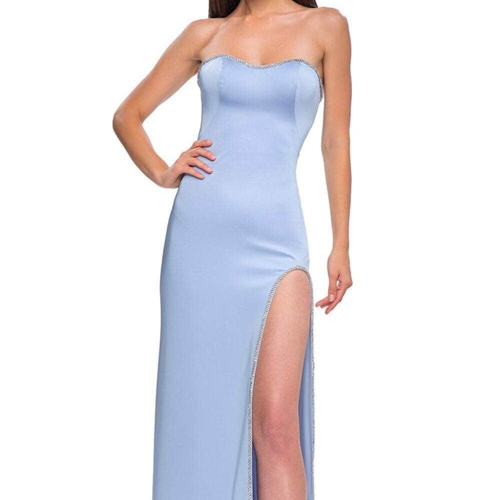 NWT La Femme 32799 Jersey Prom Dress Cloud Blue Size 10